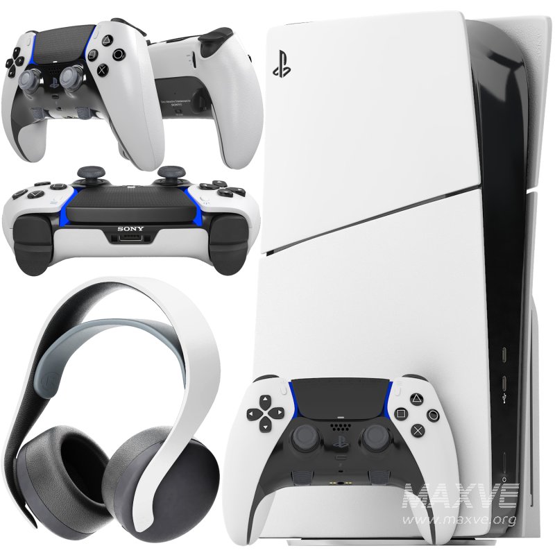 sony playstation 5 slim with headphone and controller - Image 1