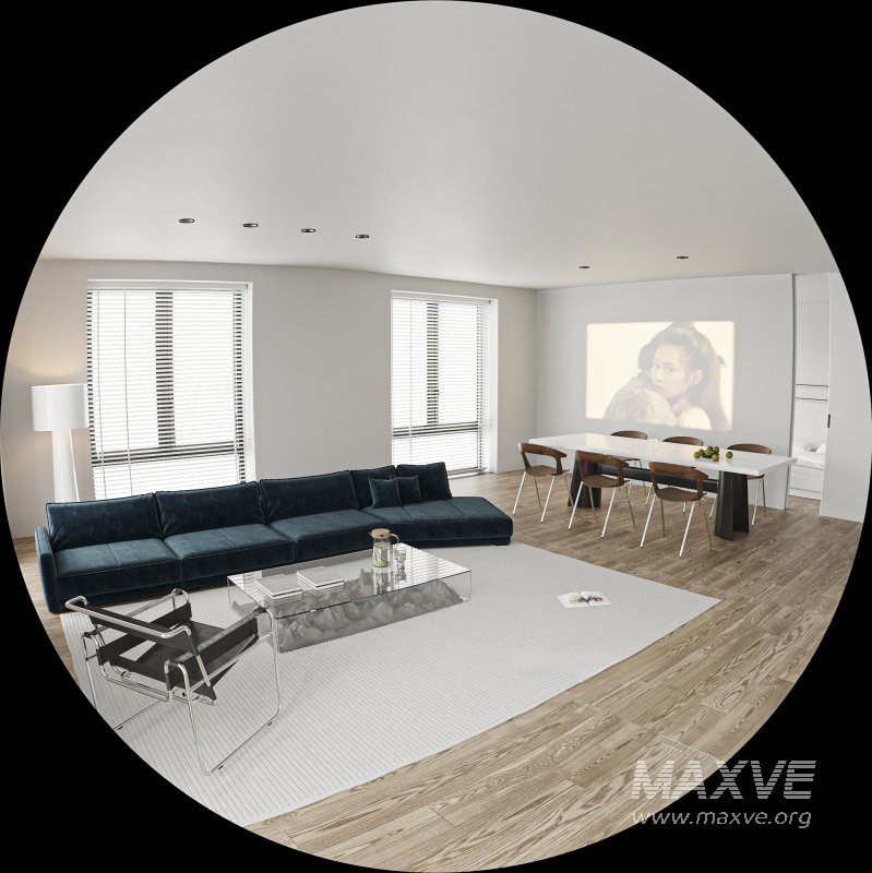 Modern living room and dining room bedroom interior scene - Image 8