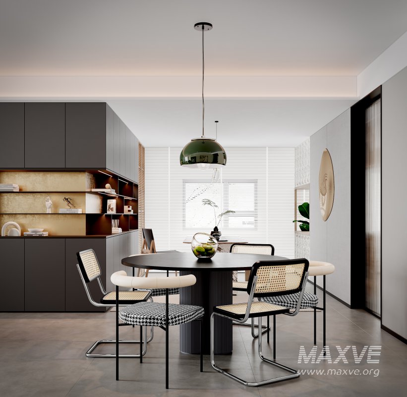 Modern living room and dining room interior scene - Image 1