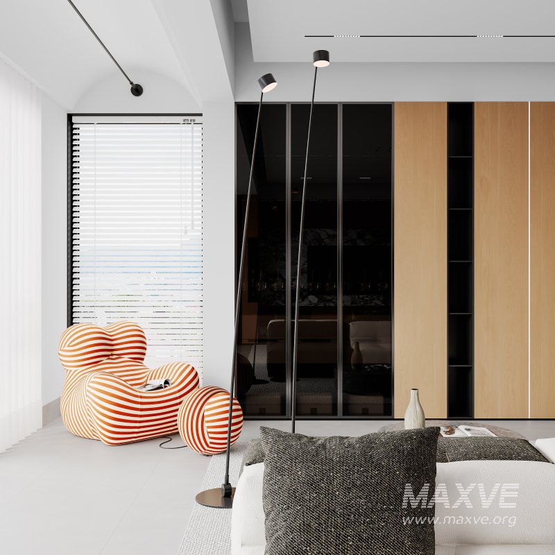 Modern living room and dining room interior scene - Image 9