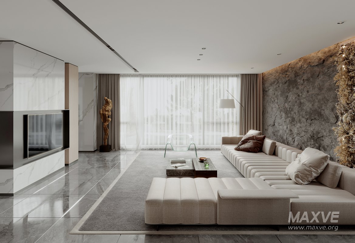 Modern living room and dining room interior scene - Image 8