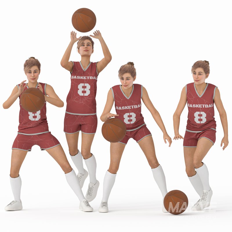 Basketball Woman in 04 poses - Image 5