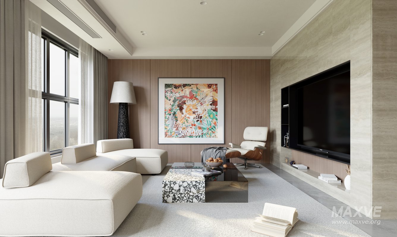 Modern living room and dining room interior scene - Image 5