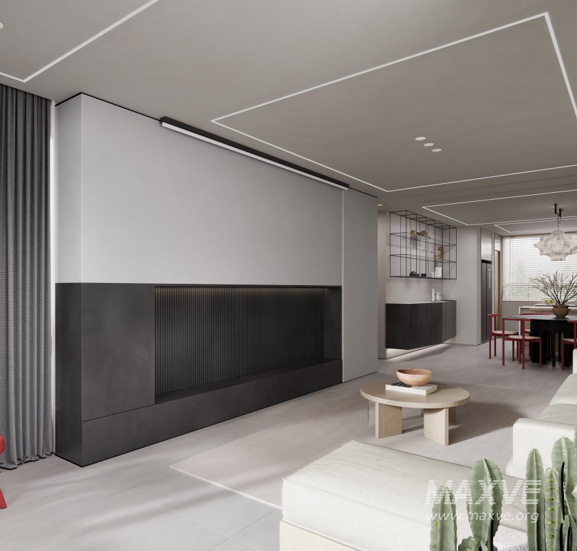 Modern living room and dining room interior scene - Image 8