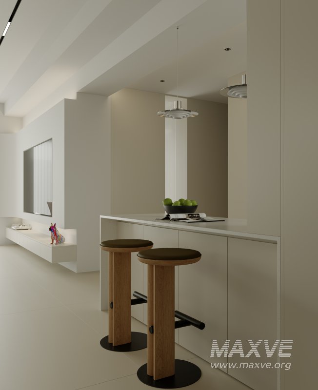Modern living room and dining room kitchen interior scene - Image 2