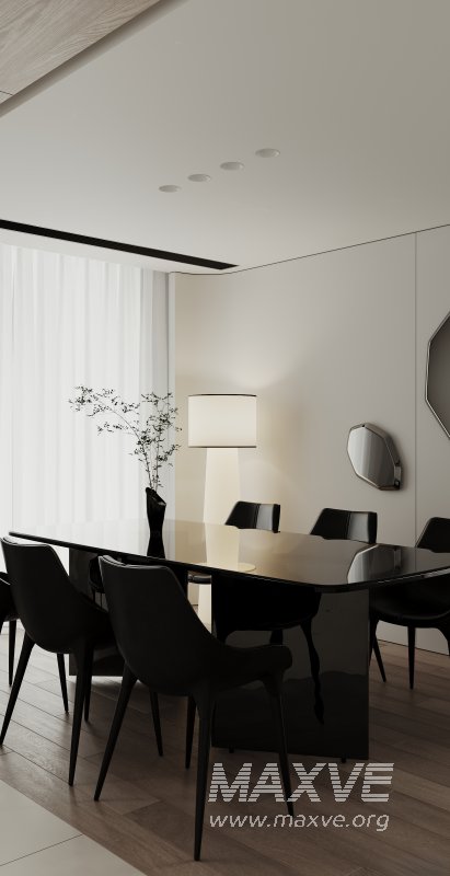 Modern living room and dining room interior scene - Image 2