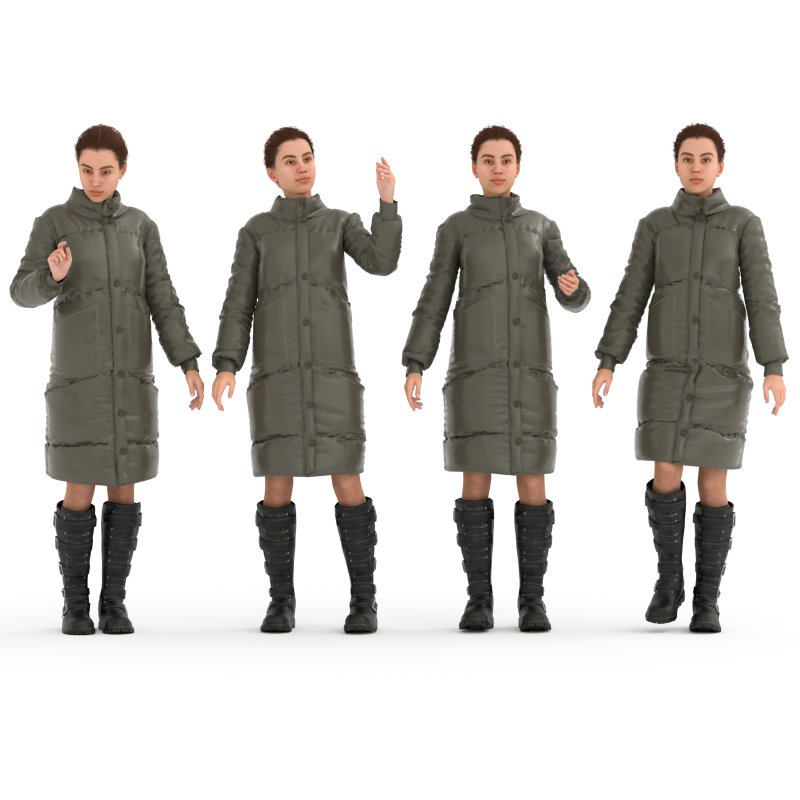 woman puffer jacket in 4 poses - Image 1