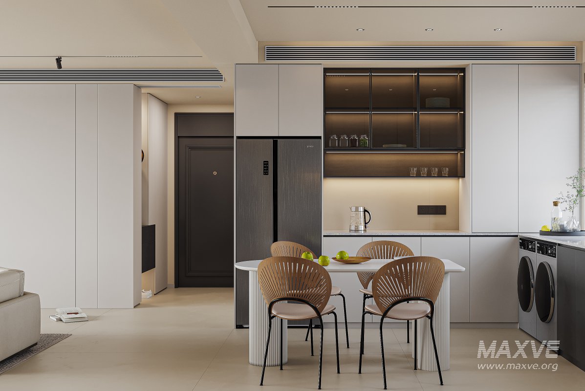 Modern living room and dining room interior scene - Image 2