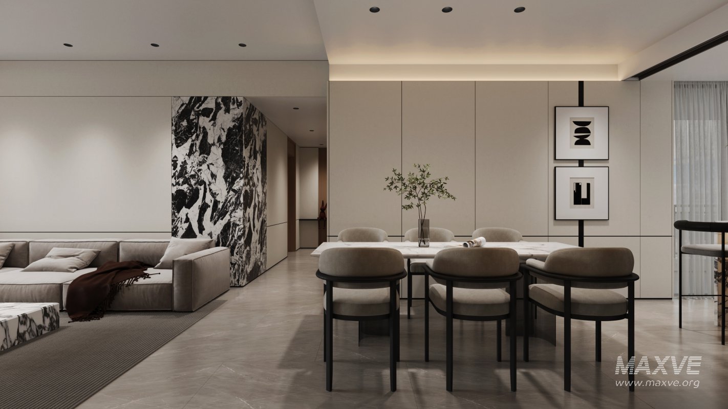 Modern living room and dining room interior scene - Image 4