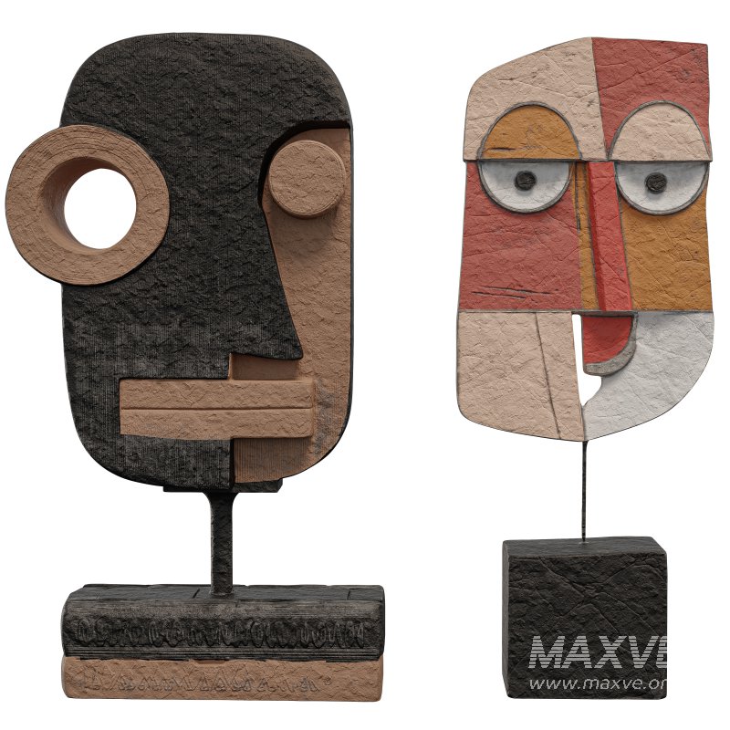 Abstract Tribal Mask Sculpture - Image 5