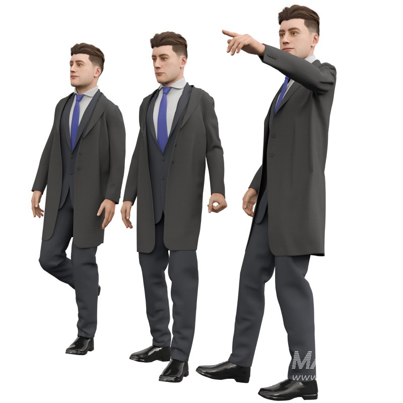 man Overcoat in 4 poses - Image 4