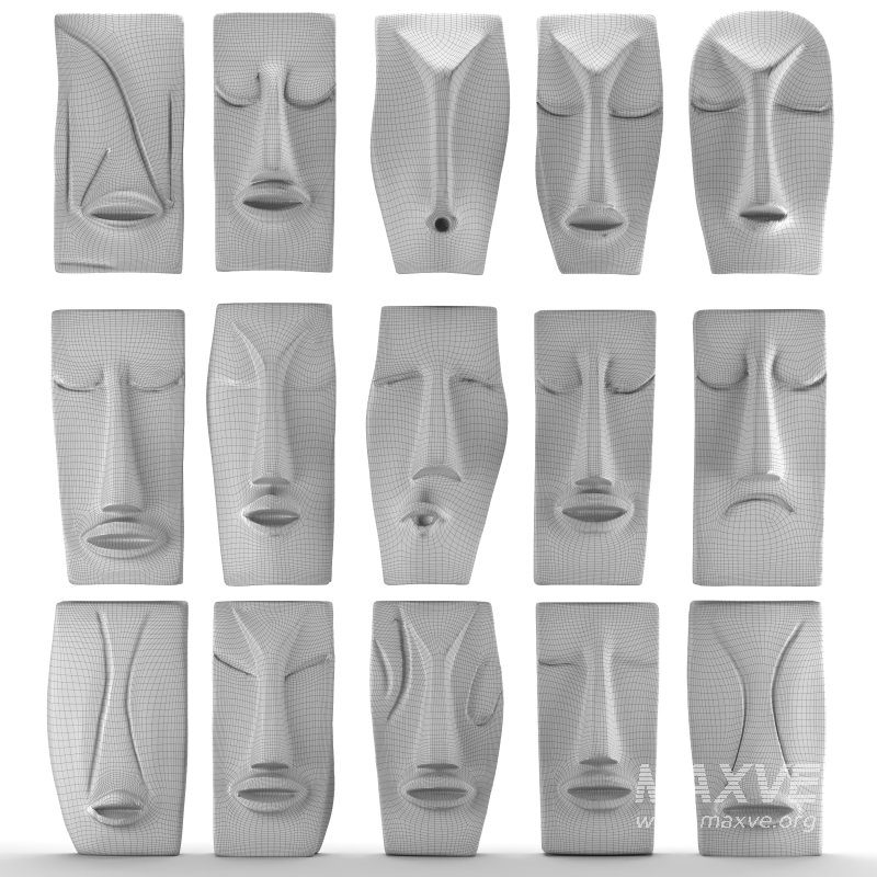 Set of Abstract Face Wall Sculptures - Image 1