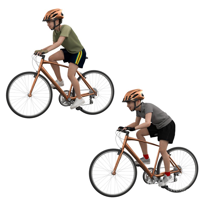 kids Cycling in 4 poses - Image 1