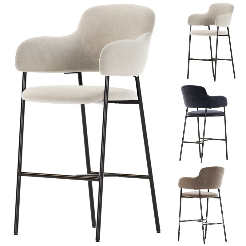 Chair Livorno semi bar beige velvet - Image 2