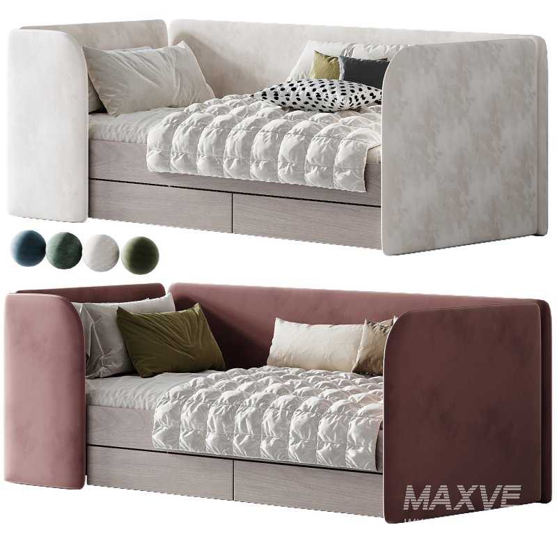 Childrens bed Moddi 90 Velvet Pink - Image 1