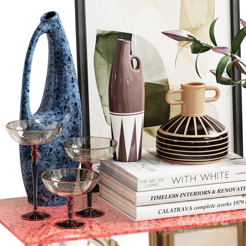 Shelves with decorative set - Image 2