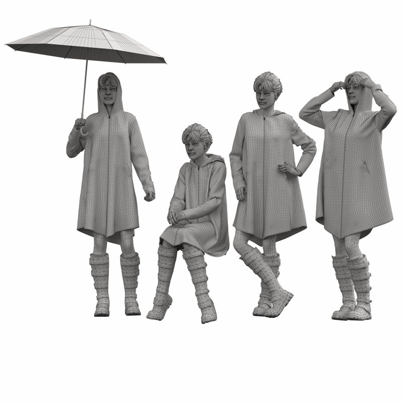 woman Rain coat in 4 poses - Image 3