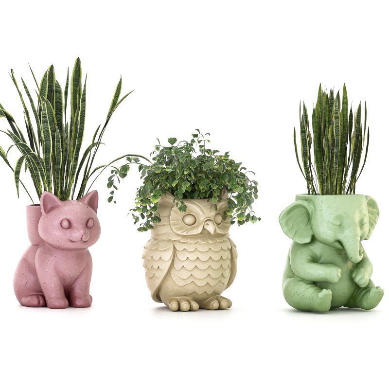 Concrete Pot Plant Set 02 - Image 1