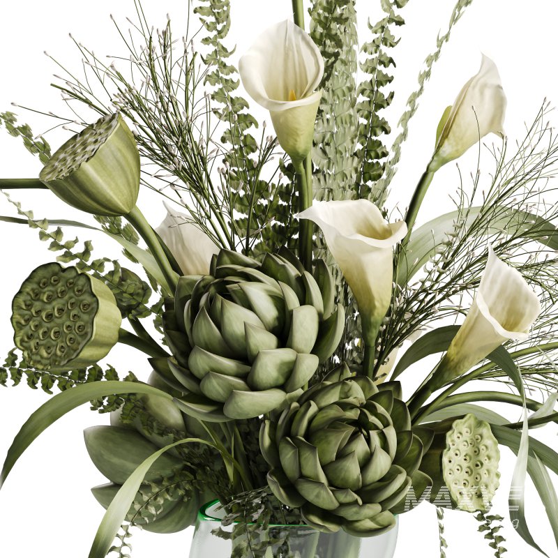 Artichoke with green trumpet flowers Arrangement - Image 5