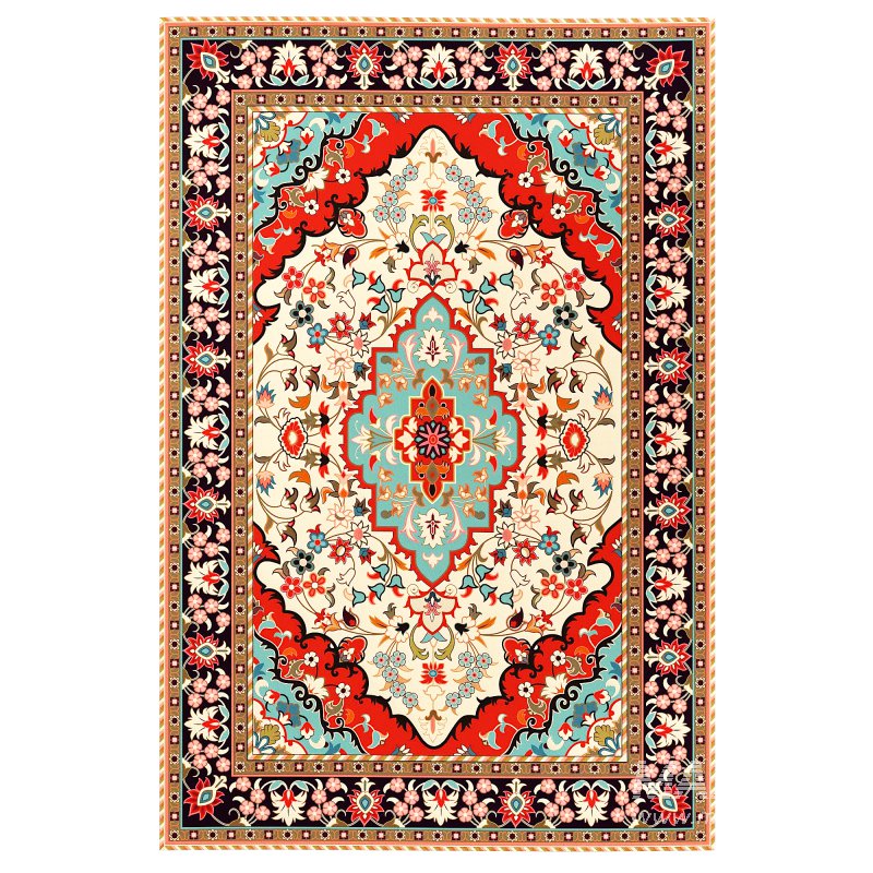 Oriental Medallion Red Area Rug - Image 1