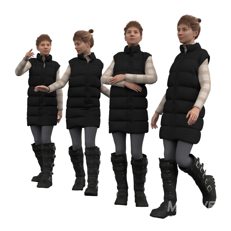 Female Puffer Outfit in 4 poses - Image 2