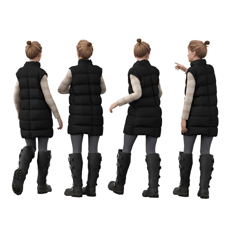 Female Puffer Outfit in 4 poses - Image 1