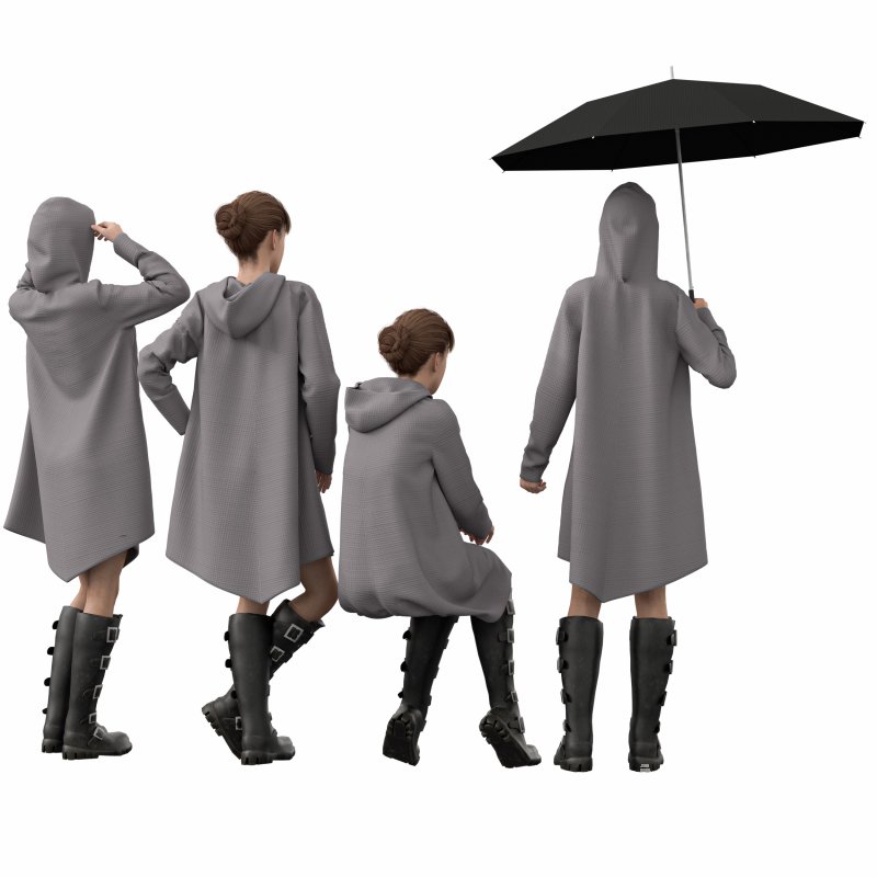 woman Rain coat in 4 poses - Image 2