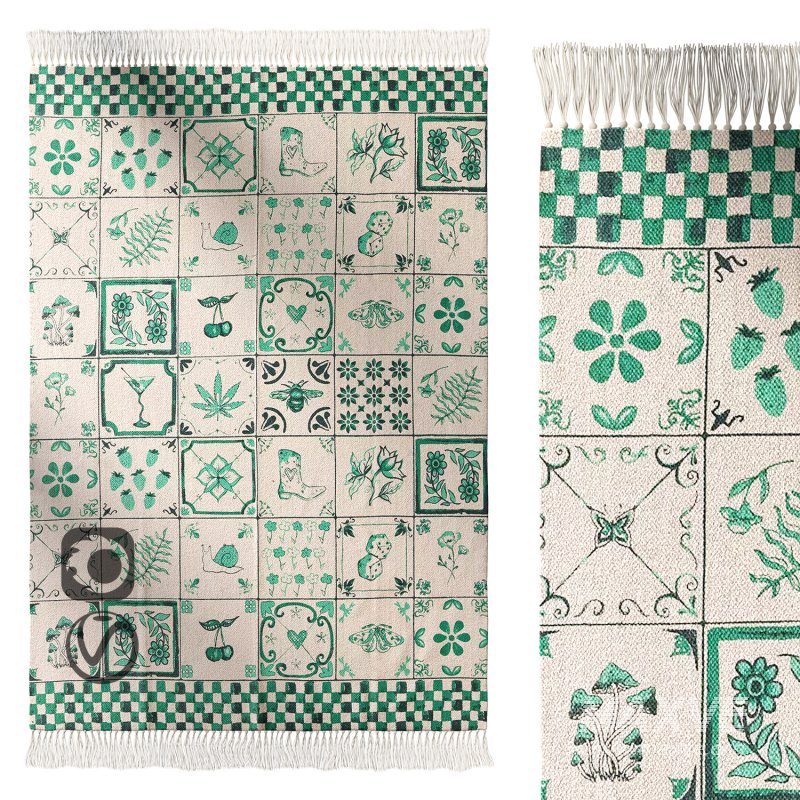 Mariana Tile Flatweave Printed Rug - Image 1