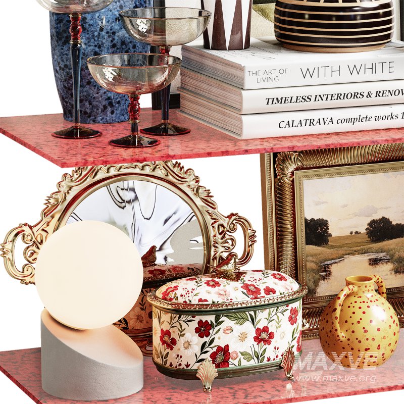 Shelves with decorative set - Image 3