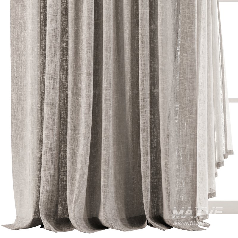 Gray Linen Double Layer Curtains - Image 2