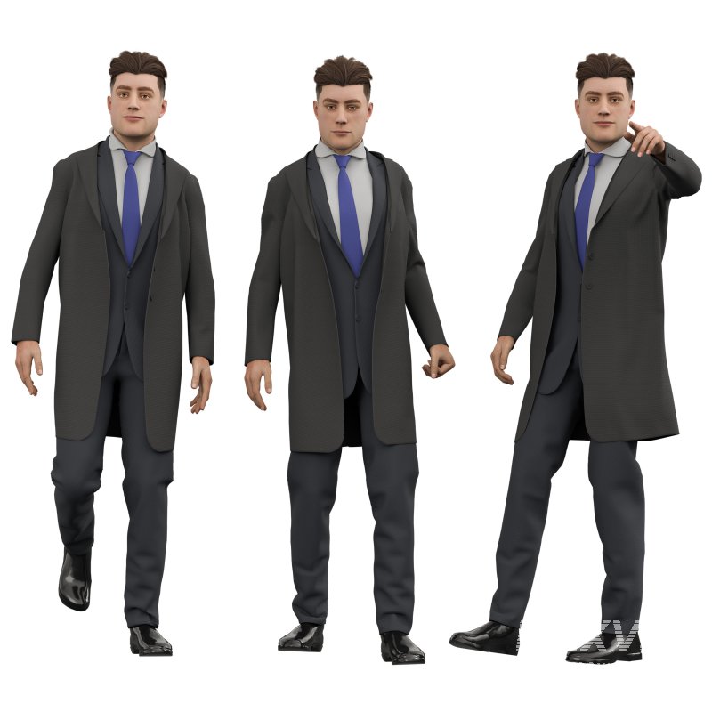 man Overcoat in 4 poses - Image 1