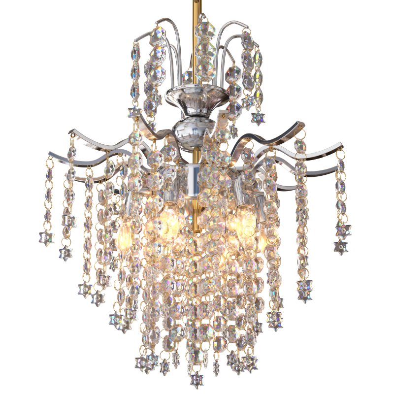 Q&S Modern Crystal Chandelier Chrome Pendant Light 6 Lights - Image 1