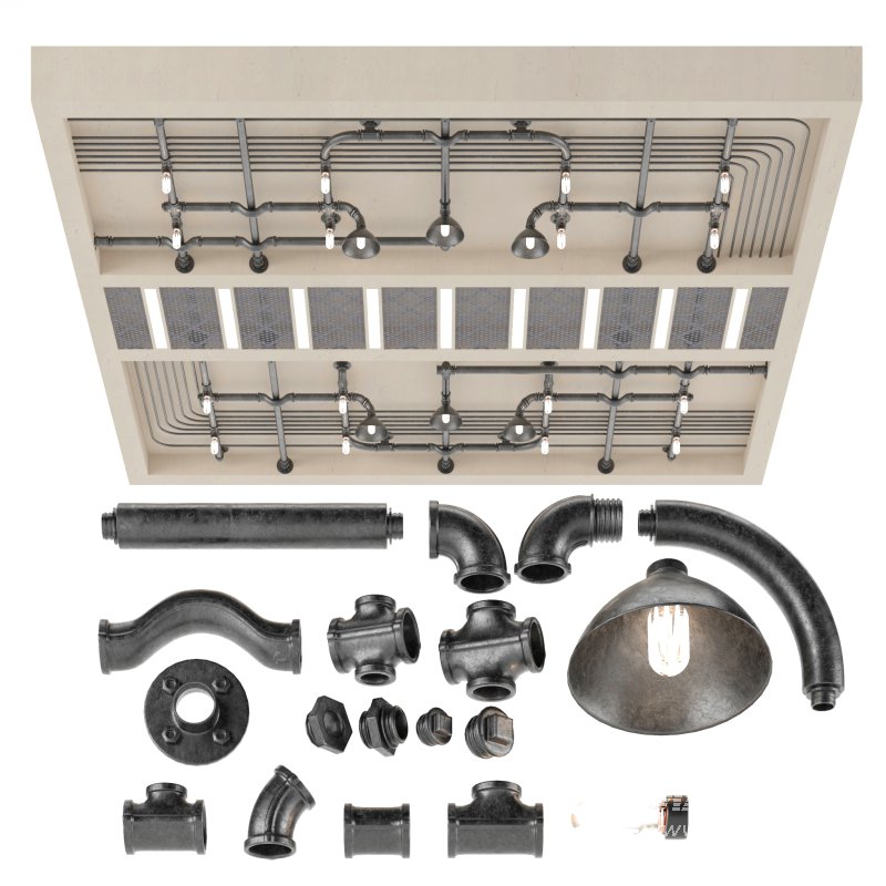 ceiling with pipe light - Image 1