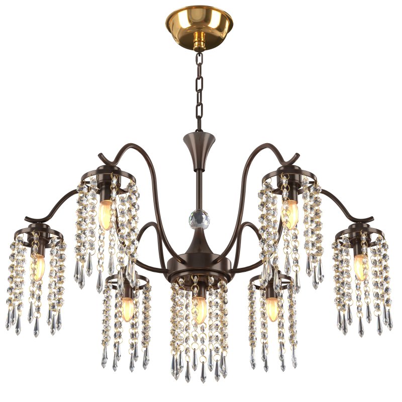 Ganeed Modern crystal chandelier matte metal vintage lamp hanging with pendant light black 7 lamps - Image 2