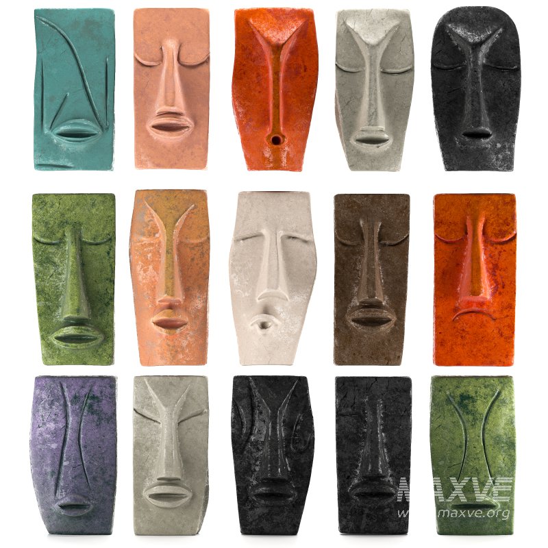 Set of Abstract Face Wall Sculptures - Image 4