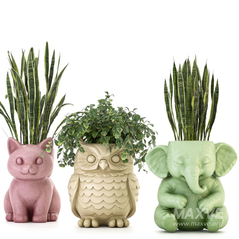 Concrete Pot Plant Set 02 - Image 5