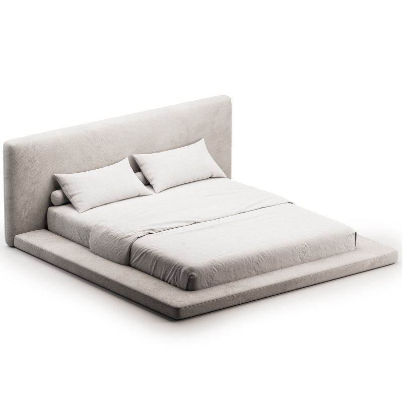 Cesar Suede Fabric Contemporary Minimalist Bed Frame - Image 2