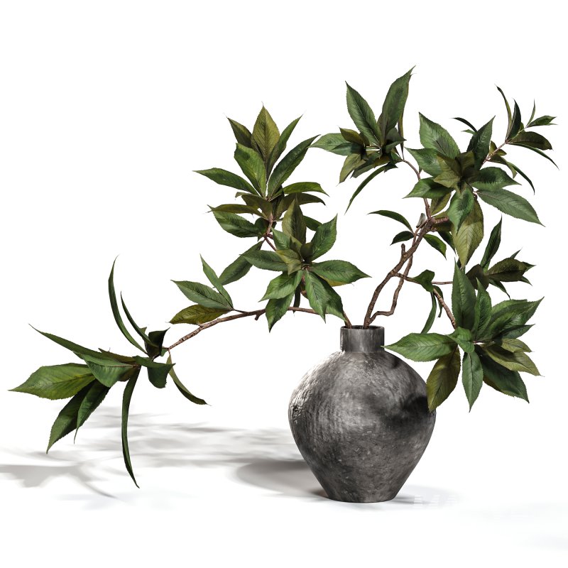 Green Branch in Vase - Image 2