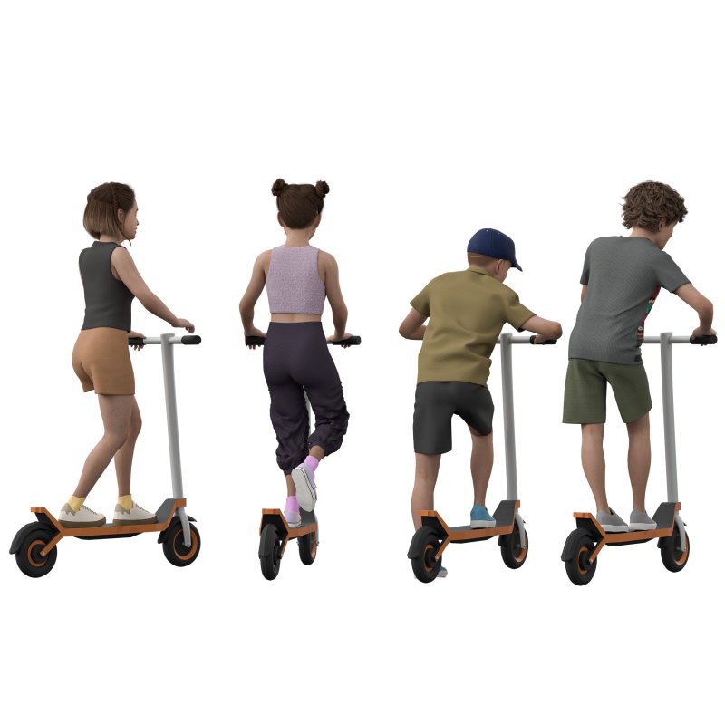 Teen Scooter Rider in 4 poses - Image 1