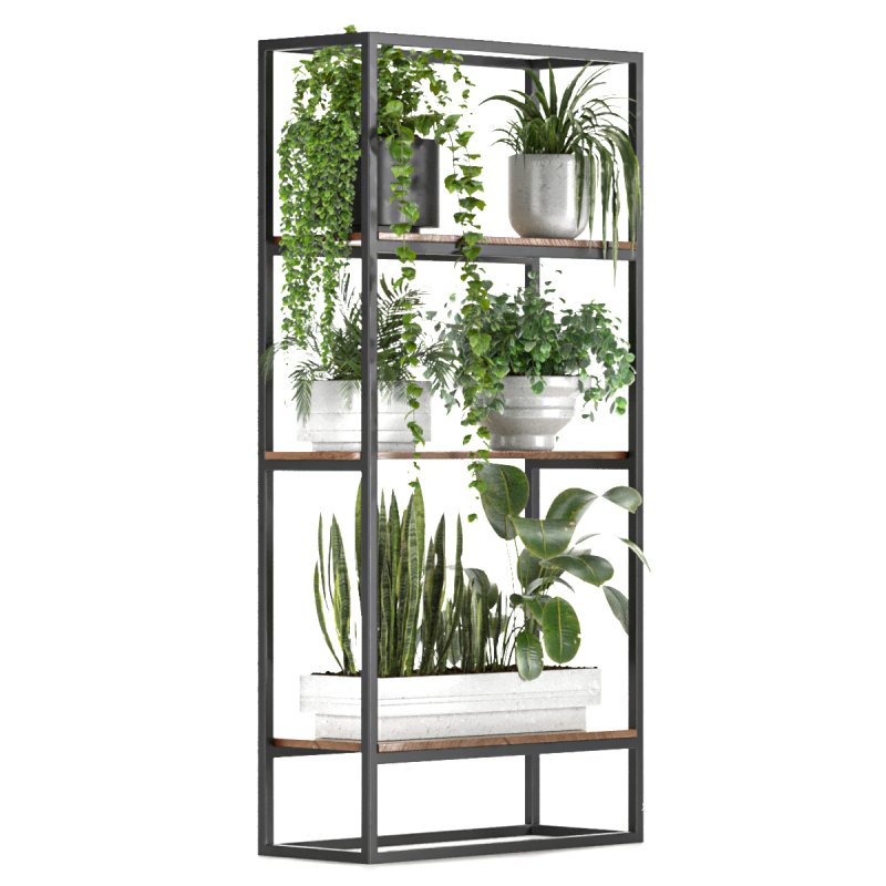 Metal Stand & Wooden Shelf Plant - Image 1