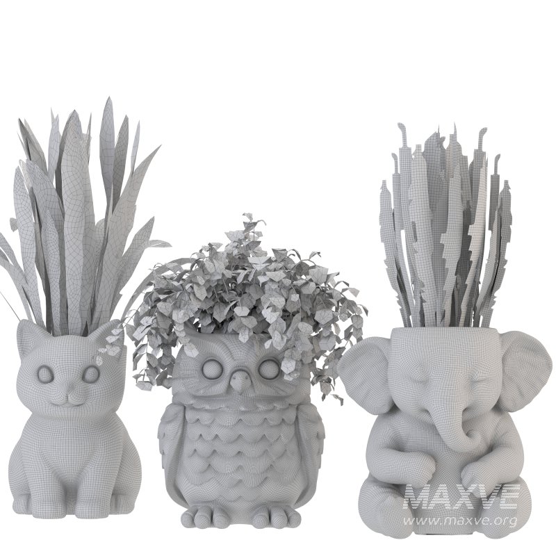 Concrete Pot Plant Set 02 - Image 2