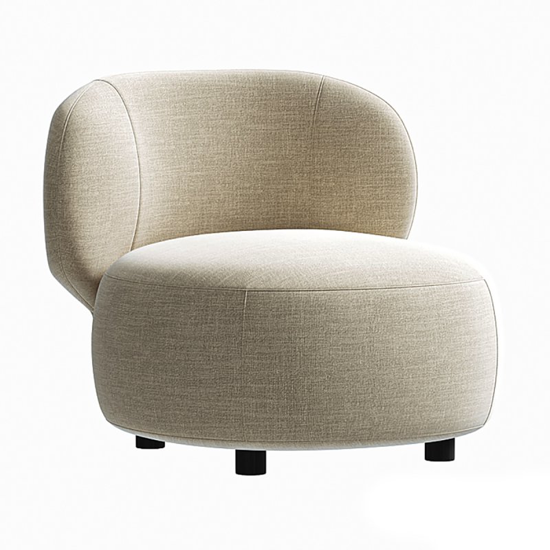 Brayden Stone Cream Woven Fabric Occasional Chair - Image 4