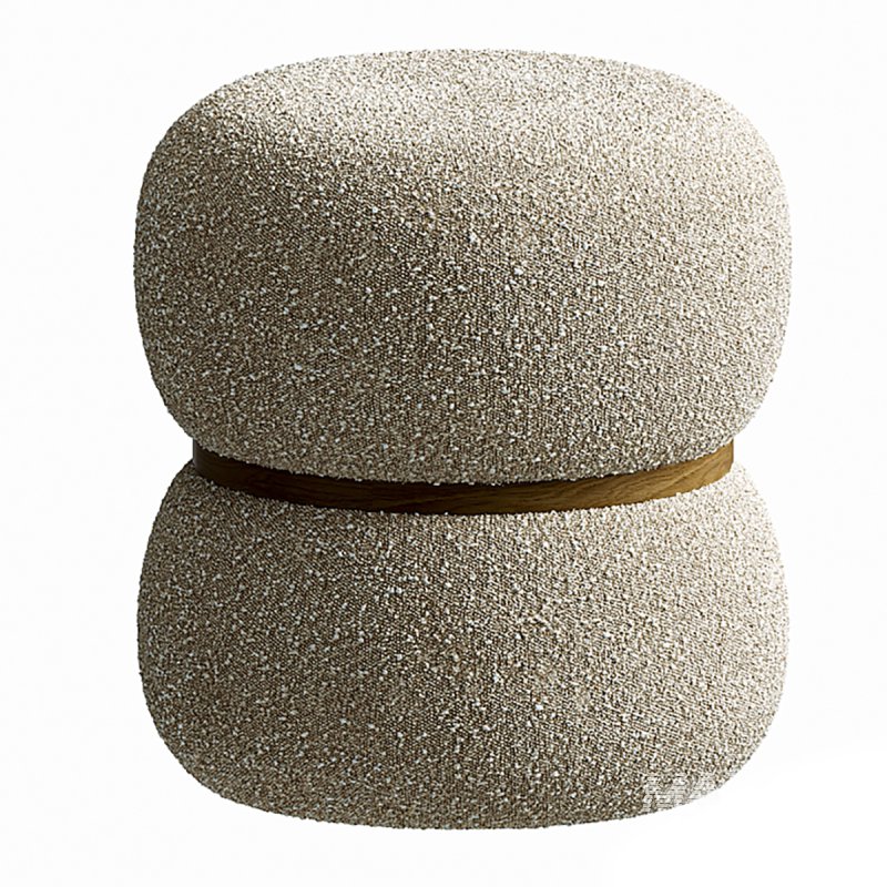 Milford Pouf rond en tissu bouclette - Image 2