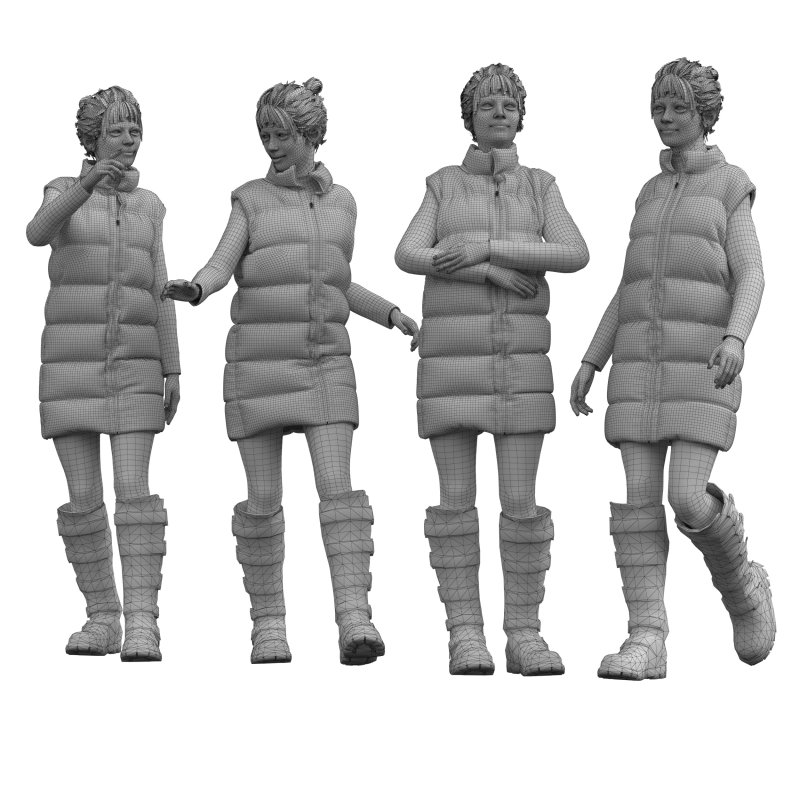 Female Puffer Outfit in 4 poses - Image 3