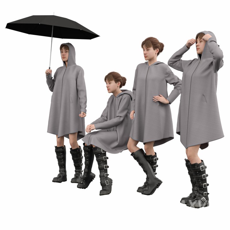 woman Rain coat in 4 poses - Image 4