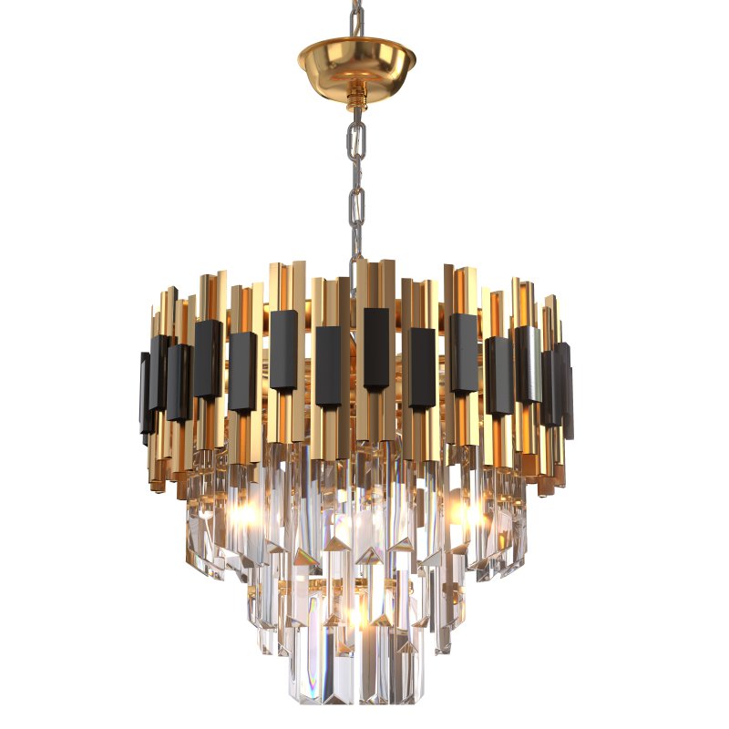 Black and Gold Round Chandelier - Image 1