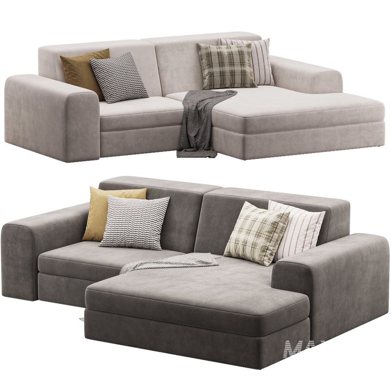 Corner sofa Labert Velvet Beige - Image 1