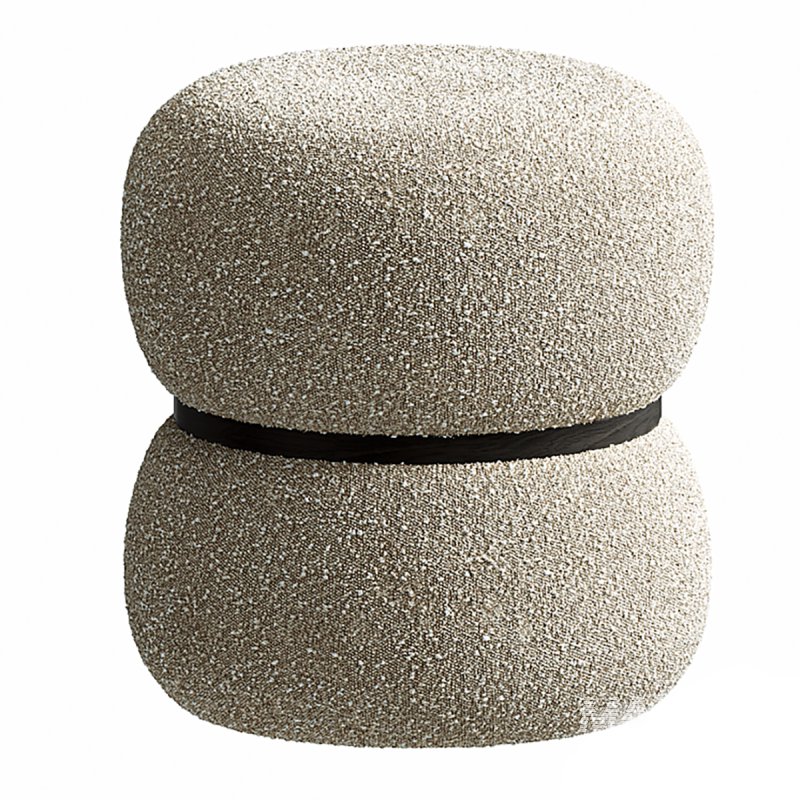 Milford Pouf rond en tissu bouclette - Image 1