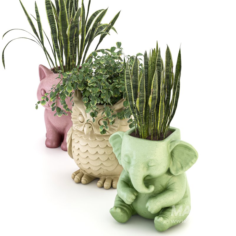 Concrete Pot Plant Set 02 - Image 4