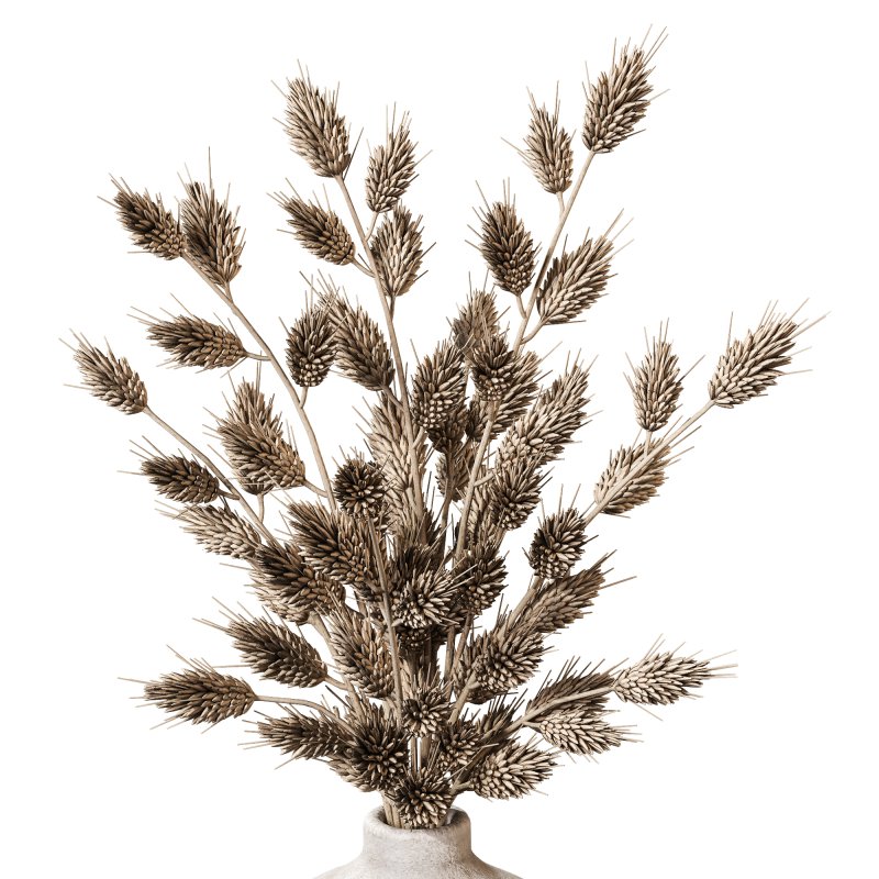 Rustic Stoneware Vases with Wheat - Image 2